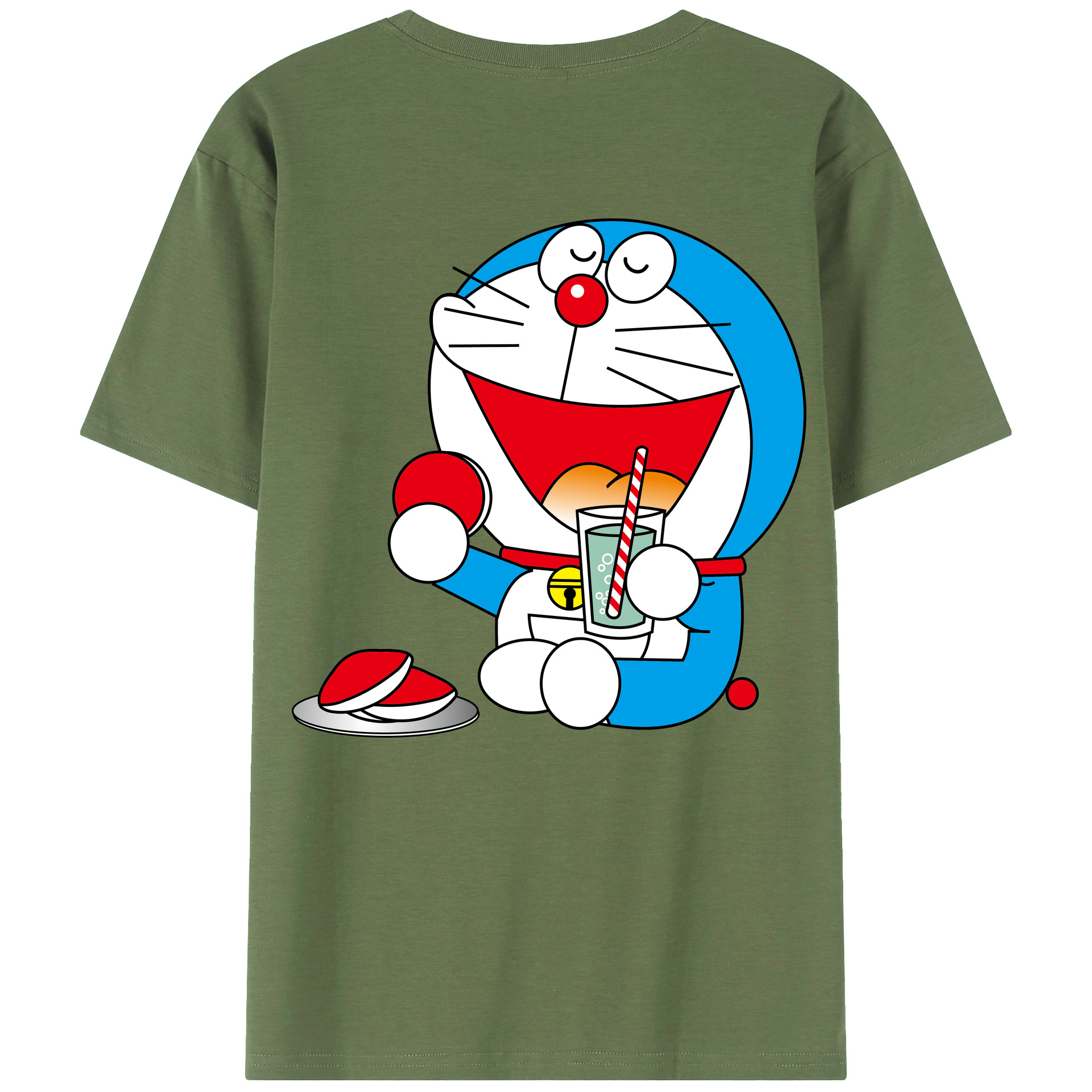（画像用） ドラえもん Doraemon 綿100％ メンズ半袖Tシャツ（バックプリント） 通気性